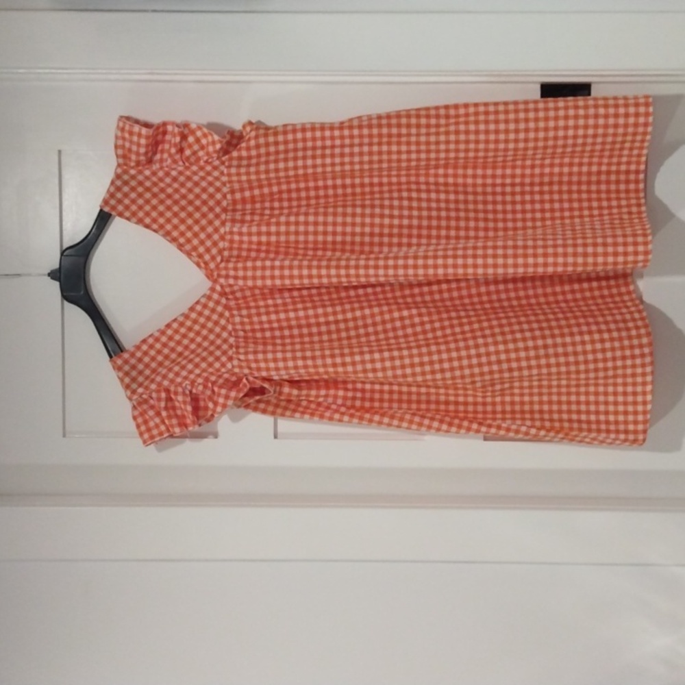 Orange cotton Smock Dress.